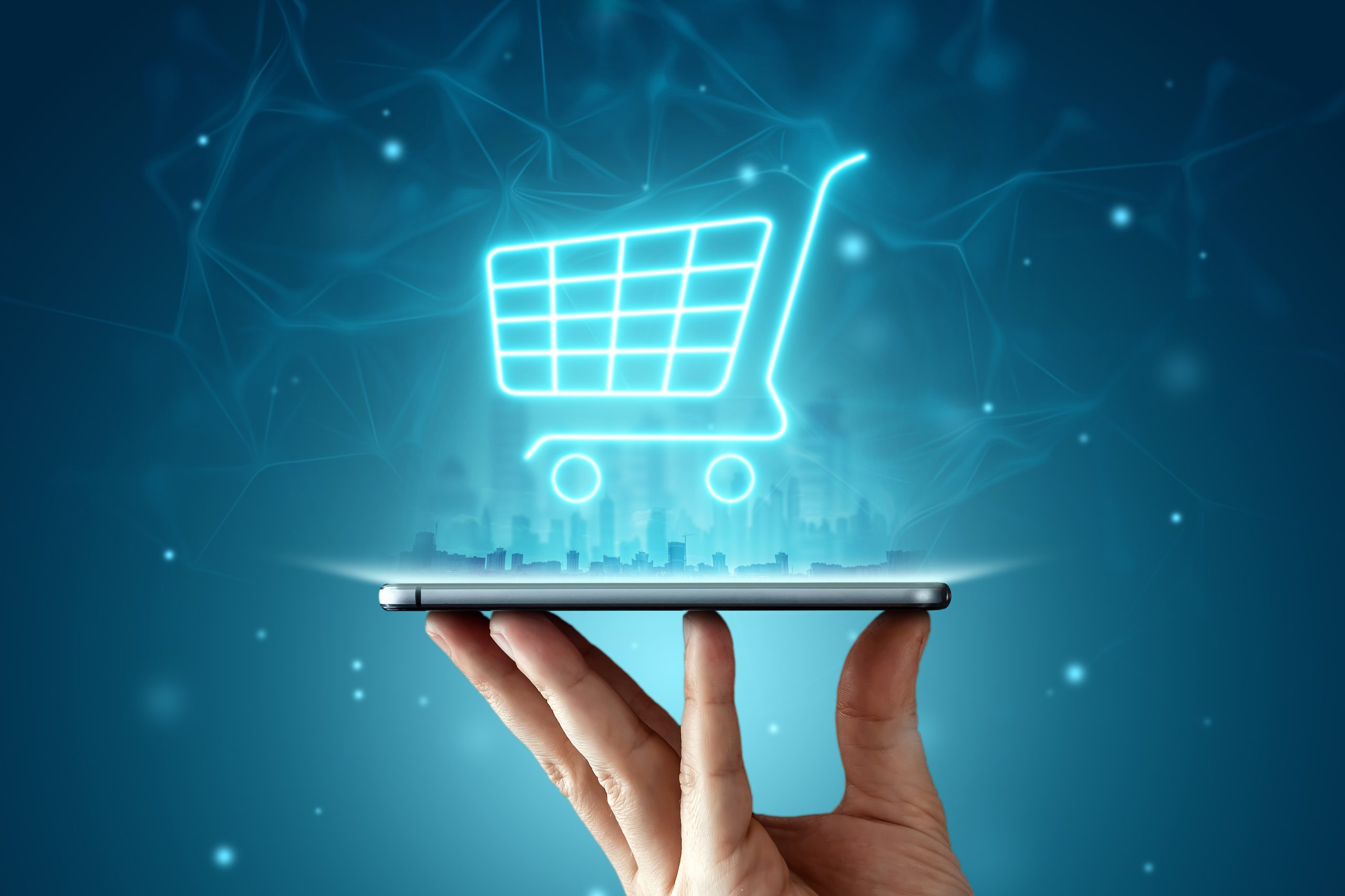 Phone and basket hologram - Retail superapp