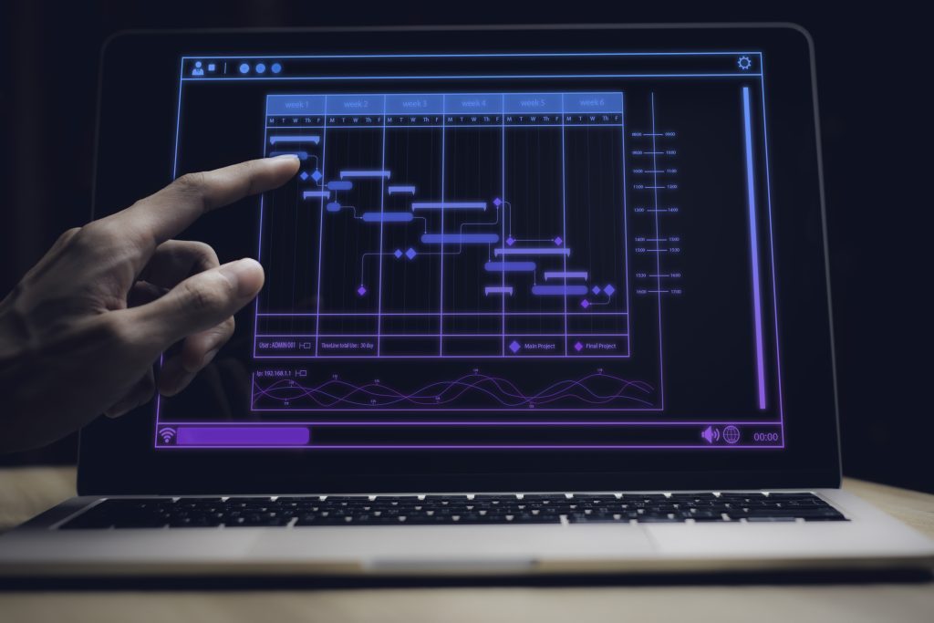 Entrepreneur working with data analytics and management