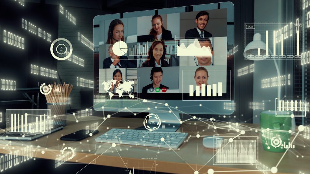 People in a video conference meeting